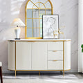 Buffet cannelé 60" avec plateau en faux marbre et tiroirs de rangement