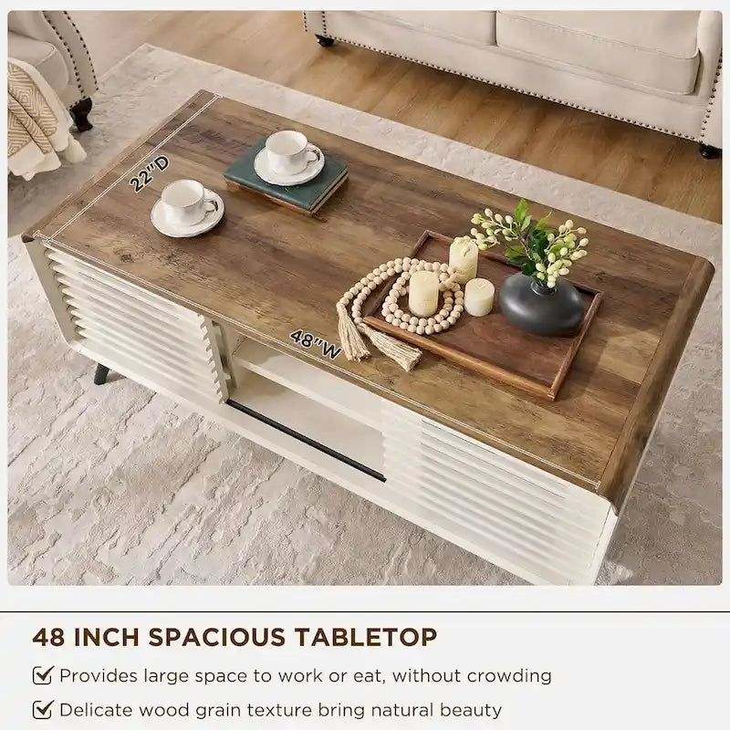 Table basse relevable Mid-Century Modern avec rangements