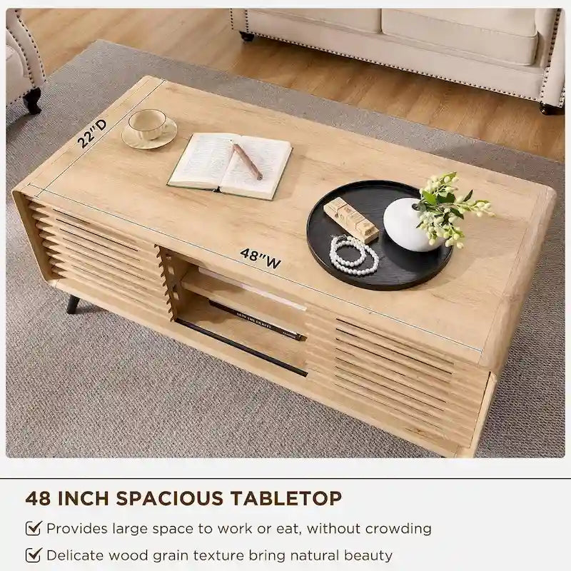 Table basse relevable Mid-Century Modern avec rangements