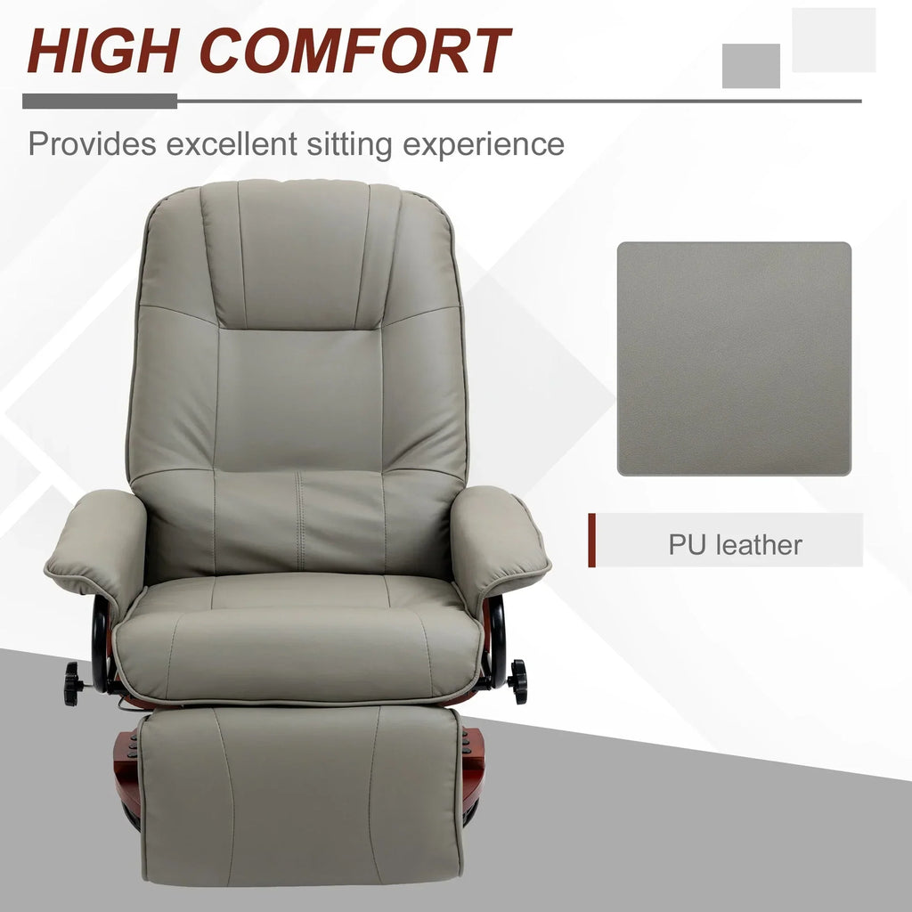 Fauteuil inclinable HomCom en similicuir avec base pivotante manuelle réglable et repose-pieds confortable et relaxant