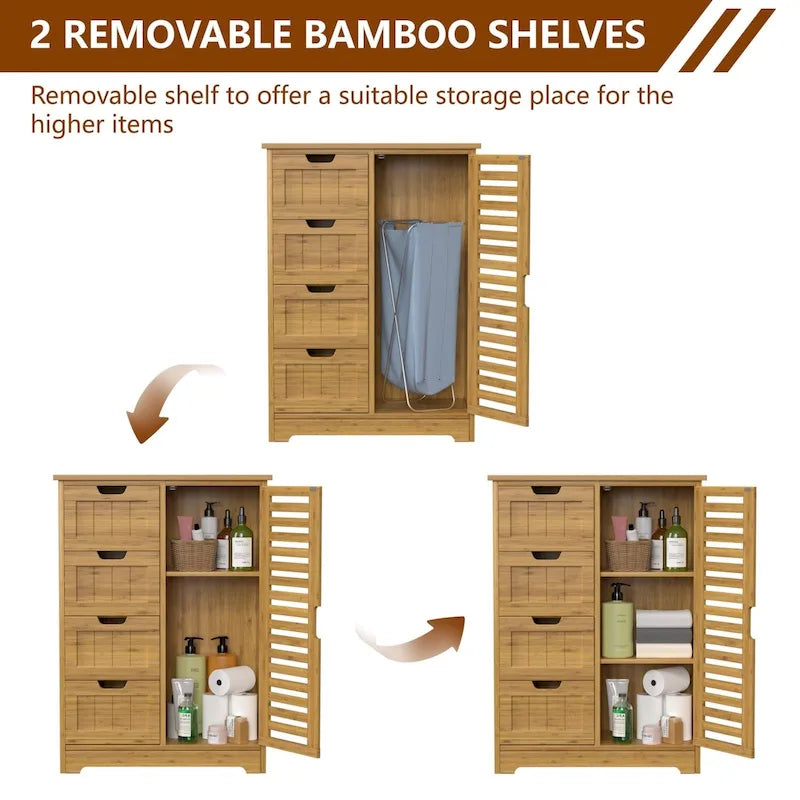 Meuble de rangement sur pied pour salle de bain VEIKOUS avec 4 tiroirs