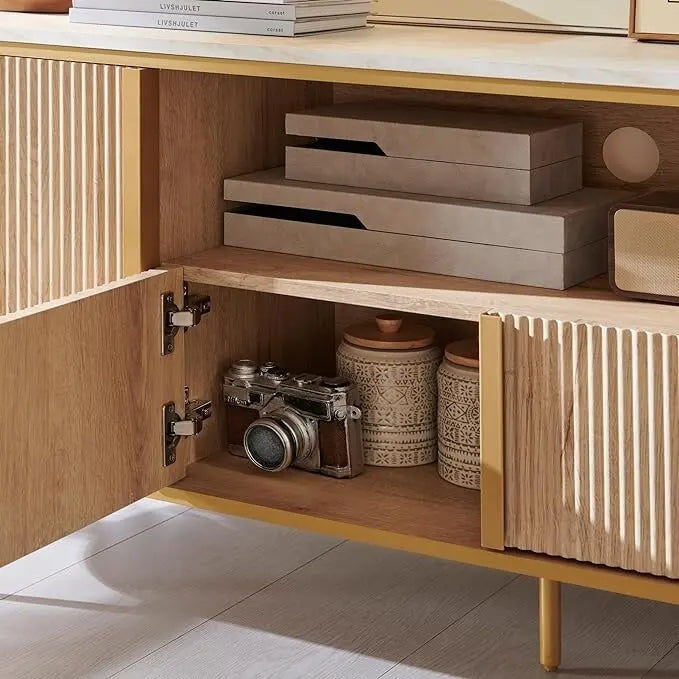 Meuble TV de luxe moderne, centre de divertissement, avec plateau effet marbre