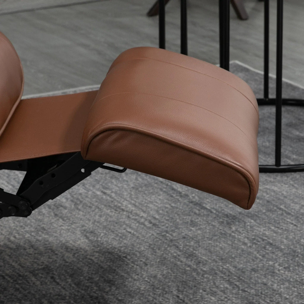 Fauteuil inclinable HomCom en similicuir avec base pivotante manuelle réglable et repose-pieds confortable et relaxant