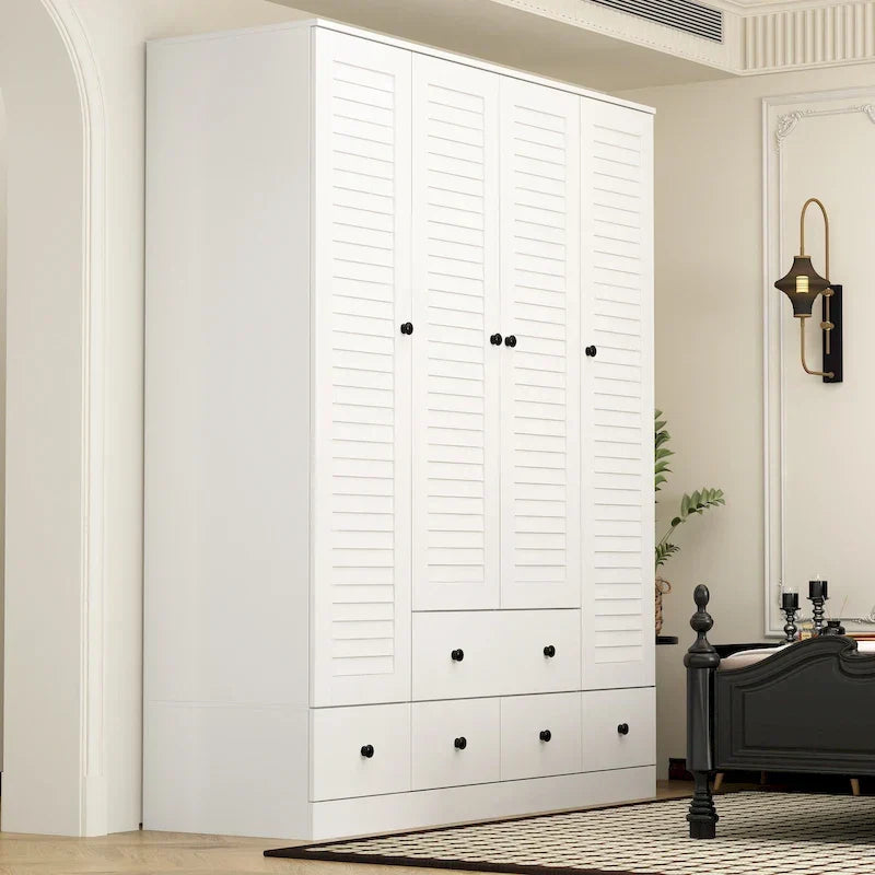 Armoire-penderie autoportante 59 po de large, grand format, blanche