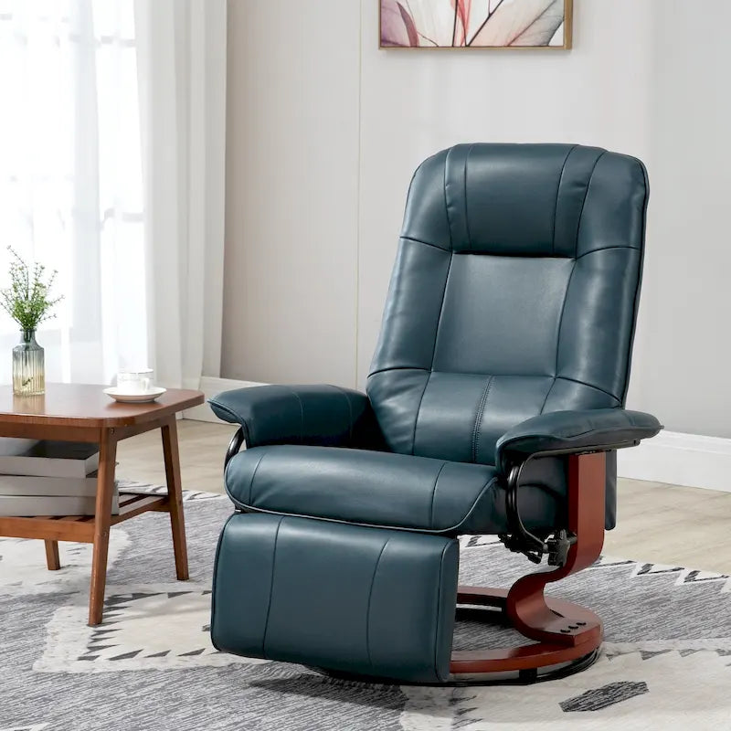 Fauteuil inclinable HomCom en similicuir avec base pivotante manuelle réglable et repose-pieds confortable et relaxant