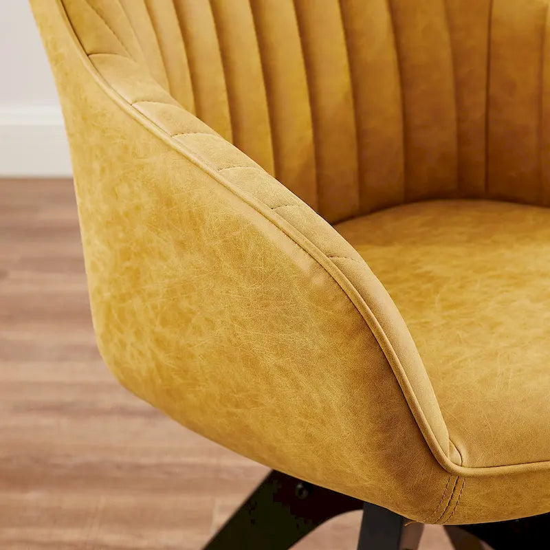 Fauteuil d'appoint pivotant classique avec pieds en bois et dossier matelassé