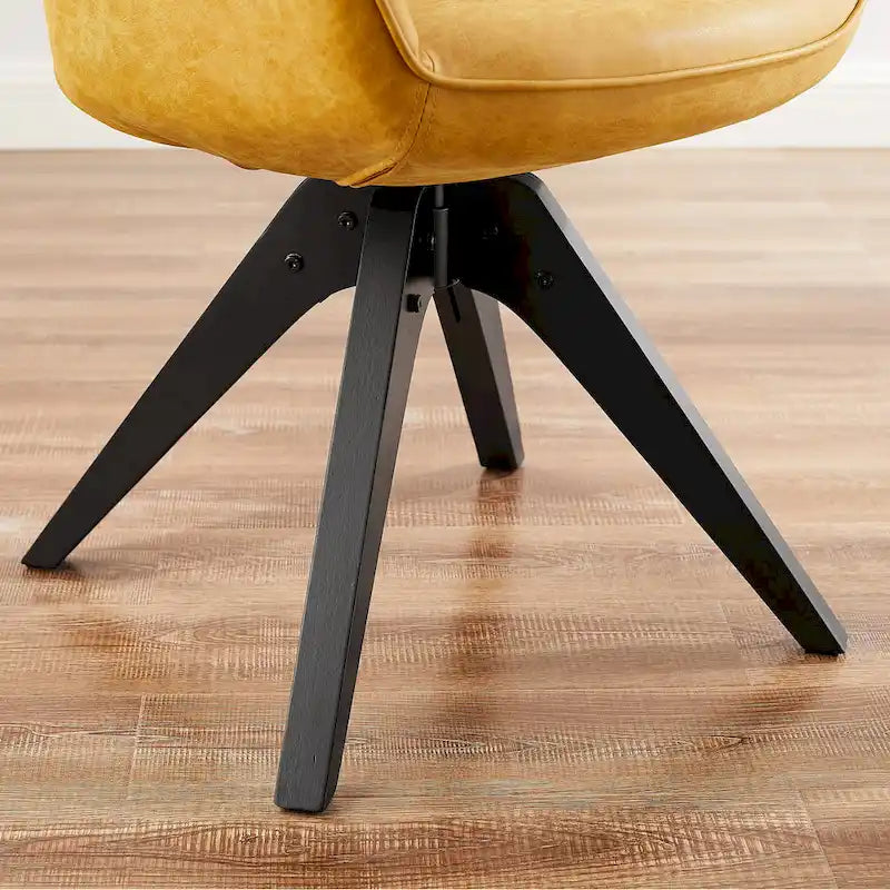 Fauteuil d'appoint pivotant classique avec pieds en bois et dossier matelassé
