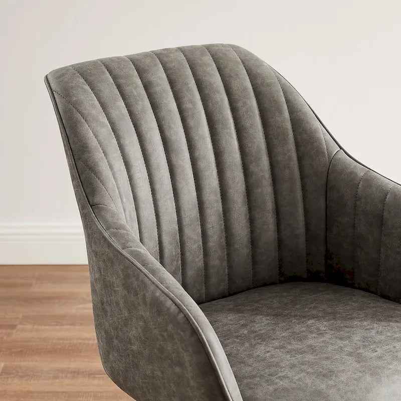Fauteuil d'appoint pivotant classique avec pieds en bois et dossier matelassé