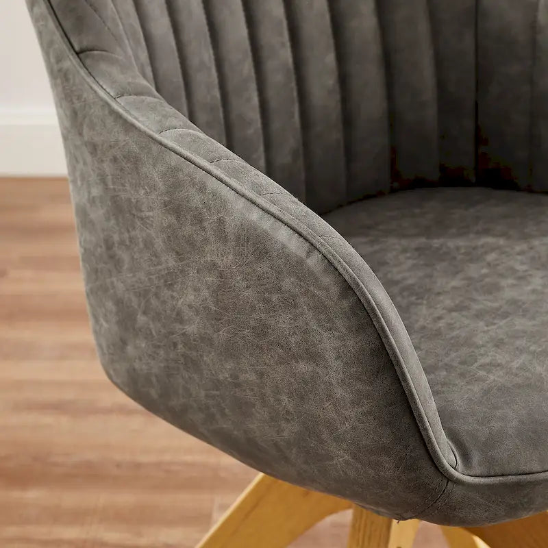 Fauteuil d'appoint pivotant classique avec pieds en bois et dossier matelassé
