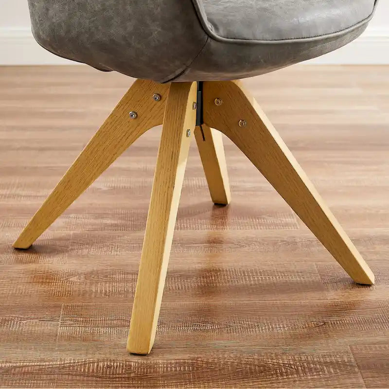 Fauteuil d'appoint pivotant classique avec pieds en bois et dossier matelassé