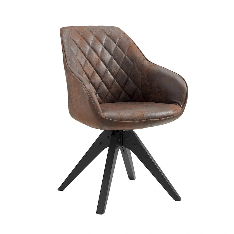 Fauteuil d'appoint pivotant classique avec pieds en bois et dossier matelassé