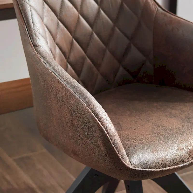 Fauteuil d'appoint pivotant classique avec pieds en bois et dossier matelassé