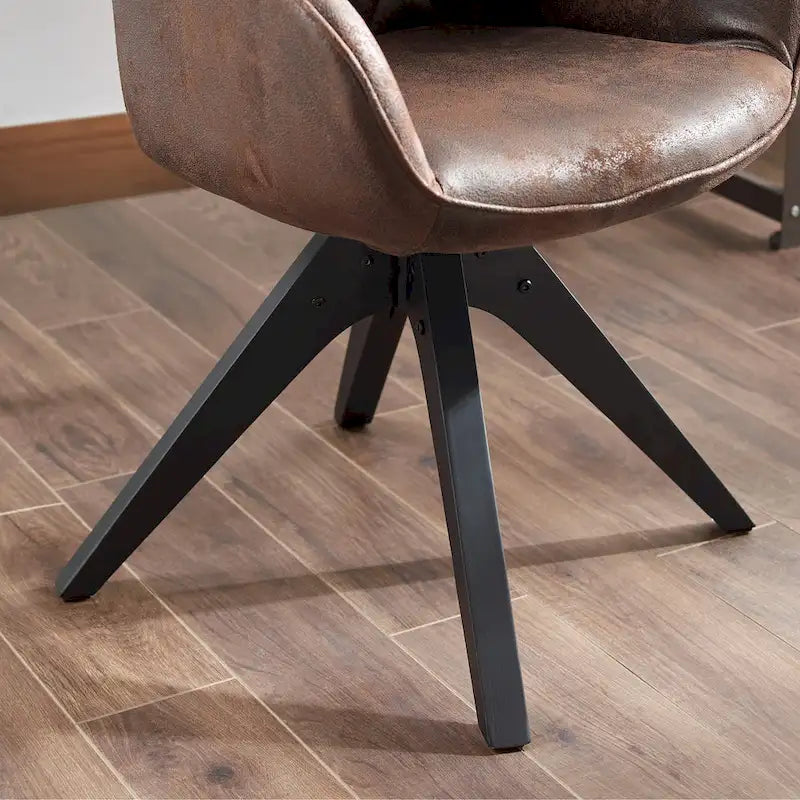 Fauteuil d'appoint pivotant classique avec pieds en bois et dossier matelassé