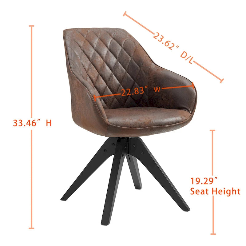 Fauteuil d'appoint pivotant classique avec pieds en bois et dossier matelassé
