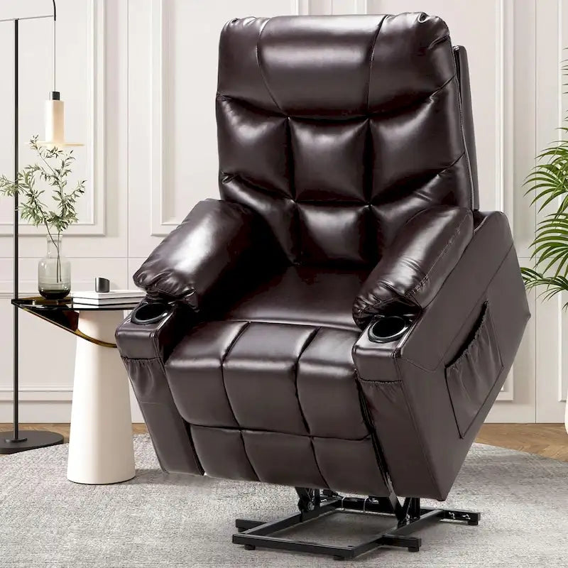 Fauteuil inclinable releveur avec massage, port de chargement USB et porte-gobelet