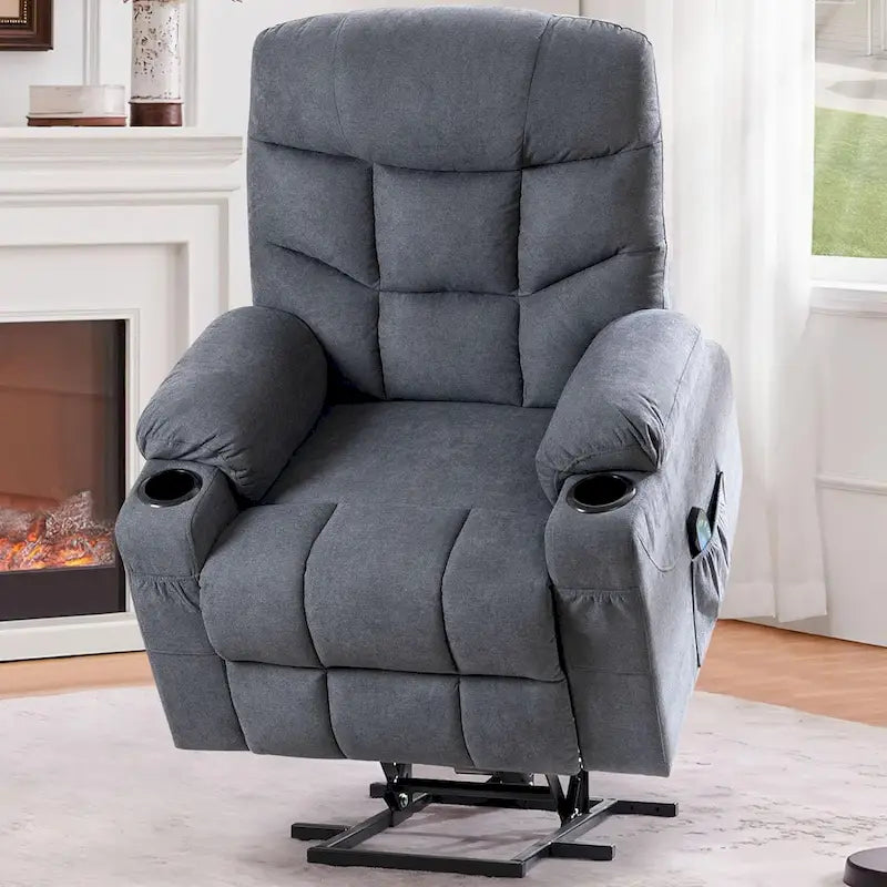 Fauteuil inclinable releveur avec massage, port de chargement USB et porte-gobelet
