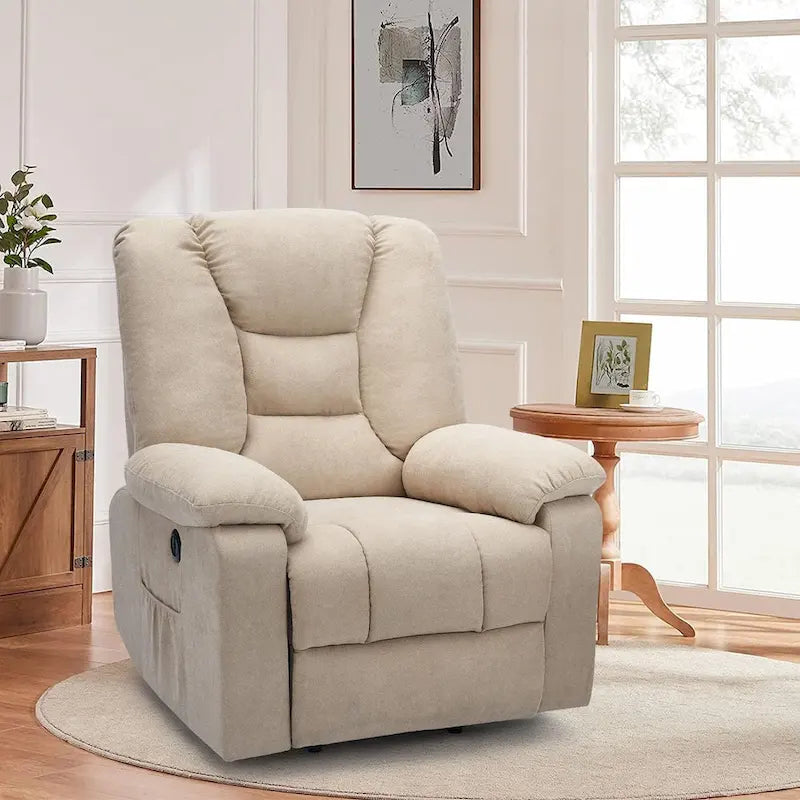 Fauteuil inclinable releveur avec massage, port de chargement USB et porte-gobelet