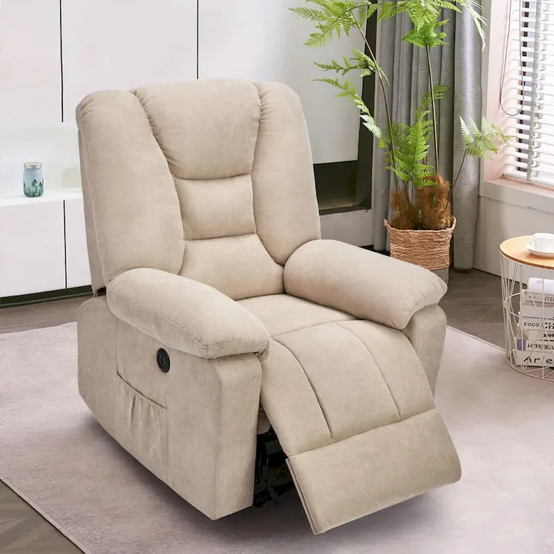 Fauteuil inclinable releveur avec massage, port de chargement USB et porte-gobelet