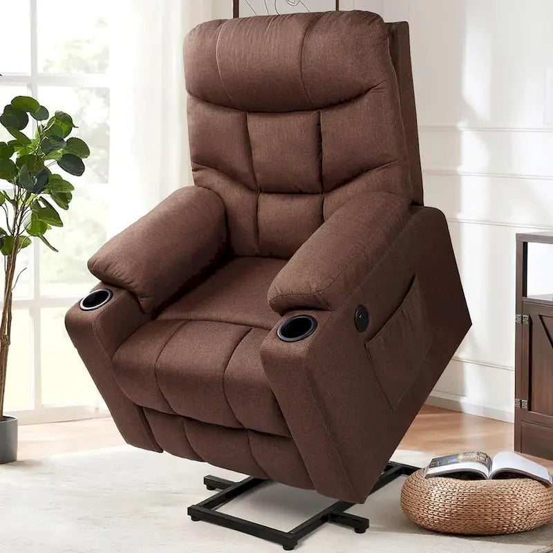 Fauteuil inclinable releveur avec massage, port de chargement USB et porte-gobelet