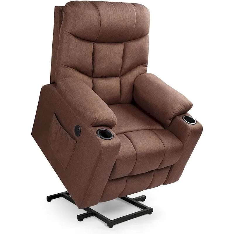 Fauteuil inclinable releveur avec massage, port de chargement USB et porte-gobelet