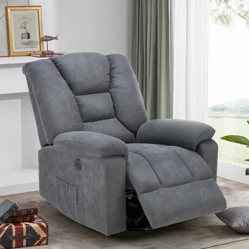 Fauteuil inclinable releveur avec massage, port de chargement USB et porte-gobelet