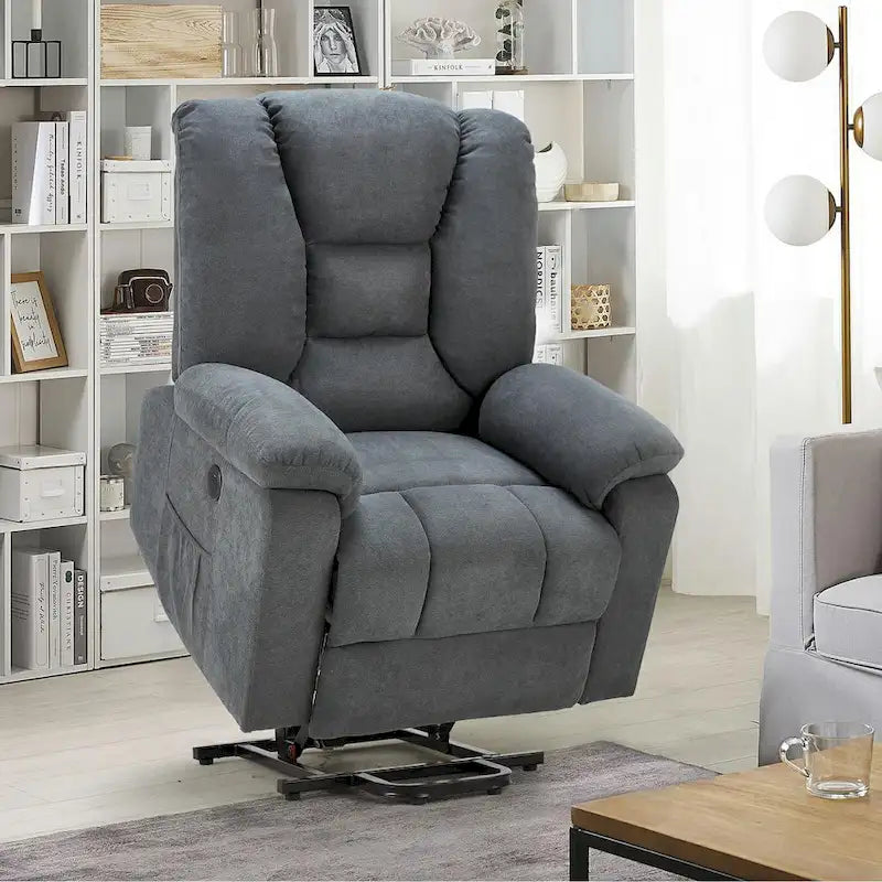 Fauteuil inclinable releveur avec massage, port de chargement USB et porte-gobelet