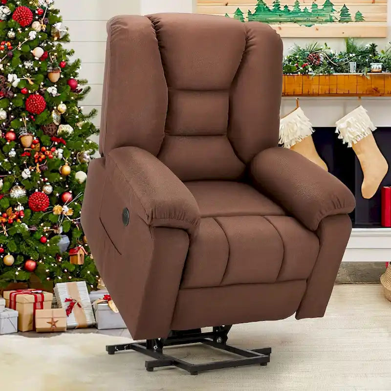 Fauteuil inclinable releveur avec massage, port de chargement USB et porte-gobelet