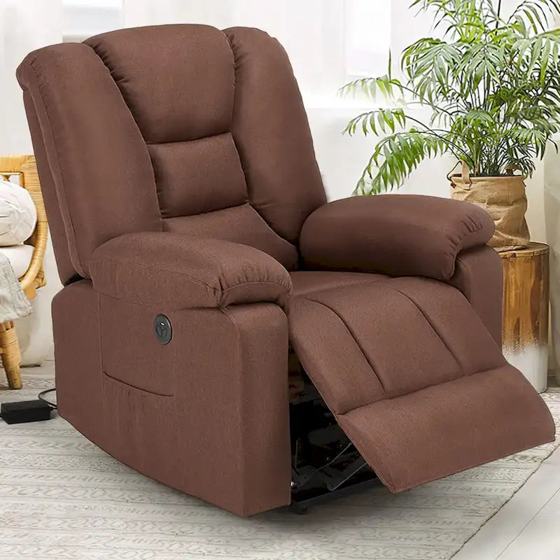 Fauteuil inclinable releveur avec massage, port de chargement USB et porte-gobelet