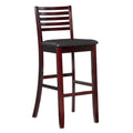 Tabouret de bar à dossier échelle avec siège en vinyle rembourré et finition espresso