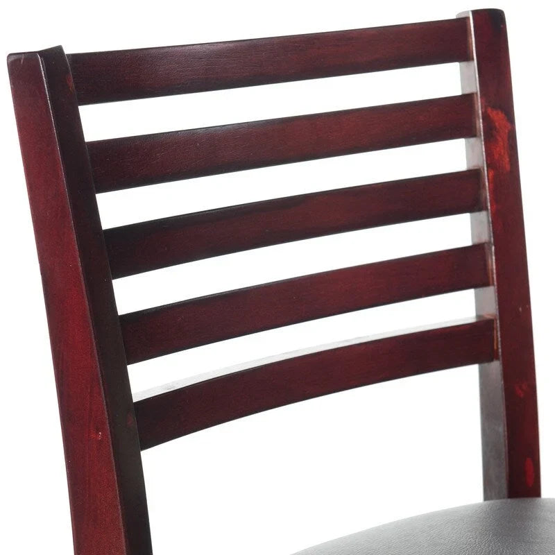Tabouret de bar à dossier échelle avec siège en vinyle rembourré et finition espresso