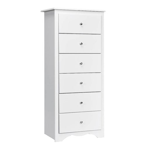 Commode haute à 6 tiroirs avec poignées métalliques — Meuble de rangement vertical pour chambre à coucher et chambre de bébé