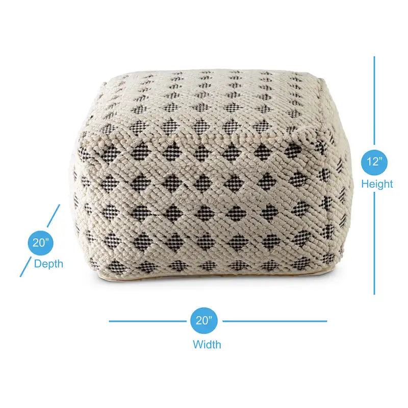Coton fait main — Tissage gaufré diamant, repose-pieds et siège polyvalent