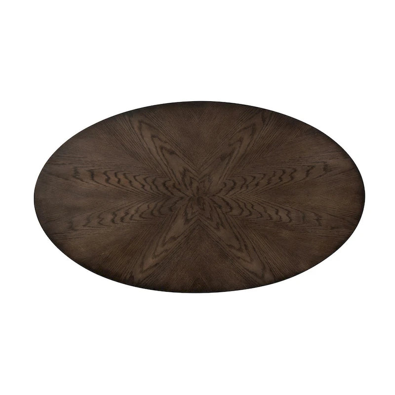 Table basse ovale avec roulettes et étagère de rangement inférieure