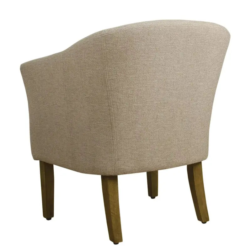 Fauteuil rembourré en forme de tonneau – Style moderne du milieu du siècle, coussin semi-ferme et pieds en bois