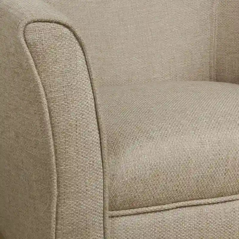 Fauteuil rembourré en forme de tonneau – Style moderne du milieu du siècle, coussin semi-ferme et pieds en bois