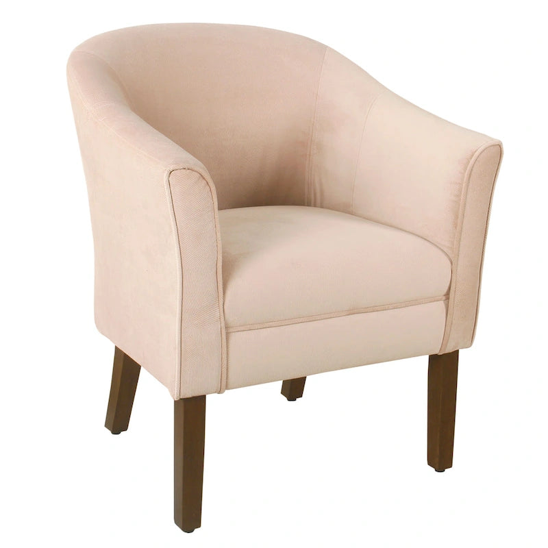 Fauteuil rembourré en forme de tonneau – Style moderne du milieu du siècle, coussin semi-ferme et pieds en bois