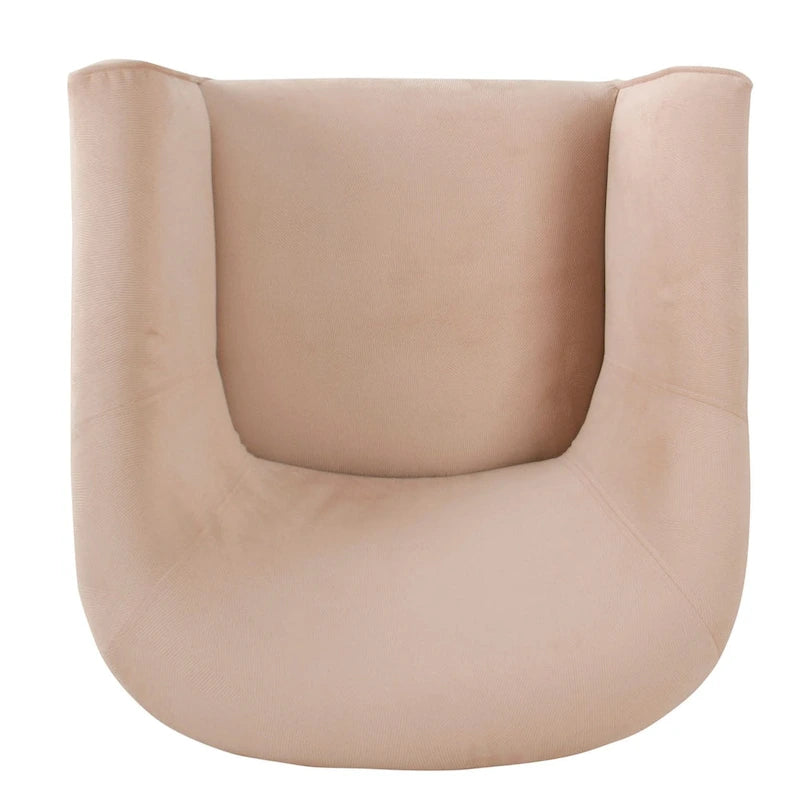 Fauteuil rembourré en forme de tonneau – Style moderne du milieu du siècle, coussin semi-ferme et pieds en bois