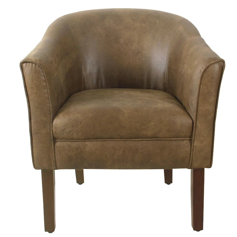 Fauteuil rembourré en forme de tonneau – Style moderne du milieu du siècle, coussin semi-ferme et pieds en bois
