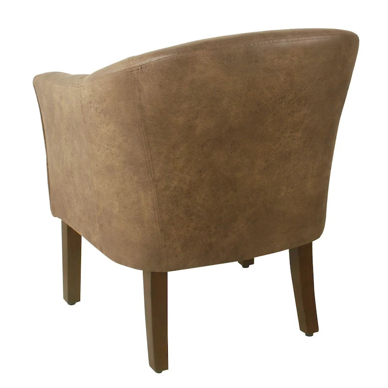 Fauteuil rembourré en forme de tonneau – Style moderne du milieu du siècle, coussin semi-ferme et pieds en bois