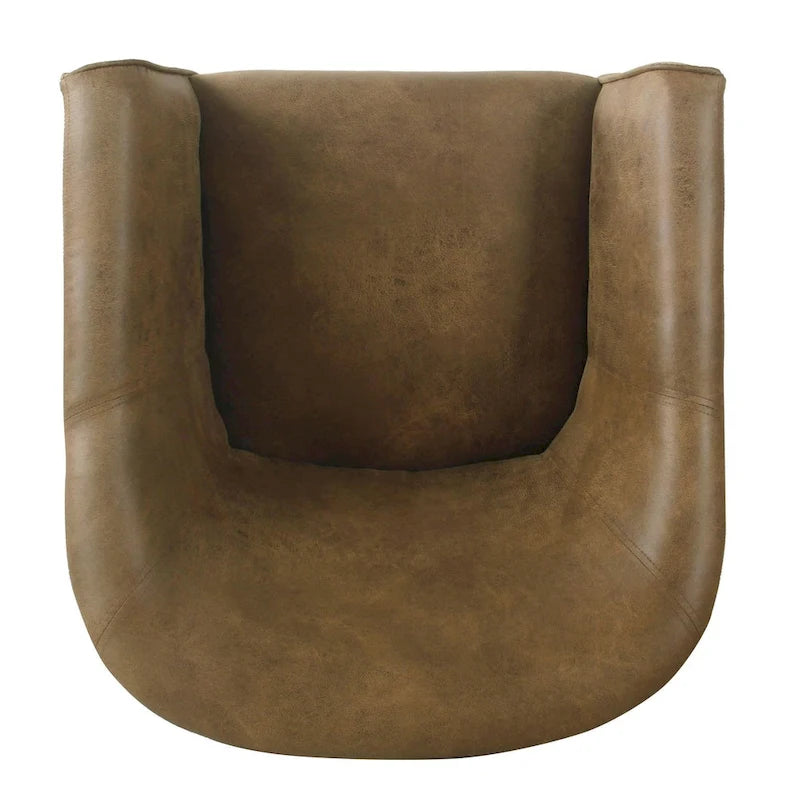 Fauteuil rembourré en forme de tonneau – Style moderne du milieu du siècle, coussin semi-ferme et pieds en bois