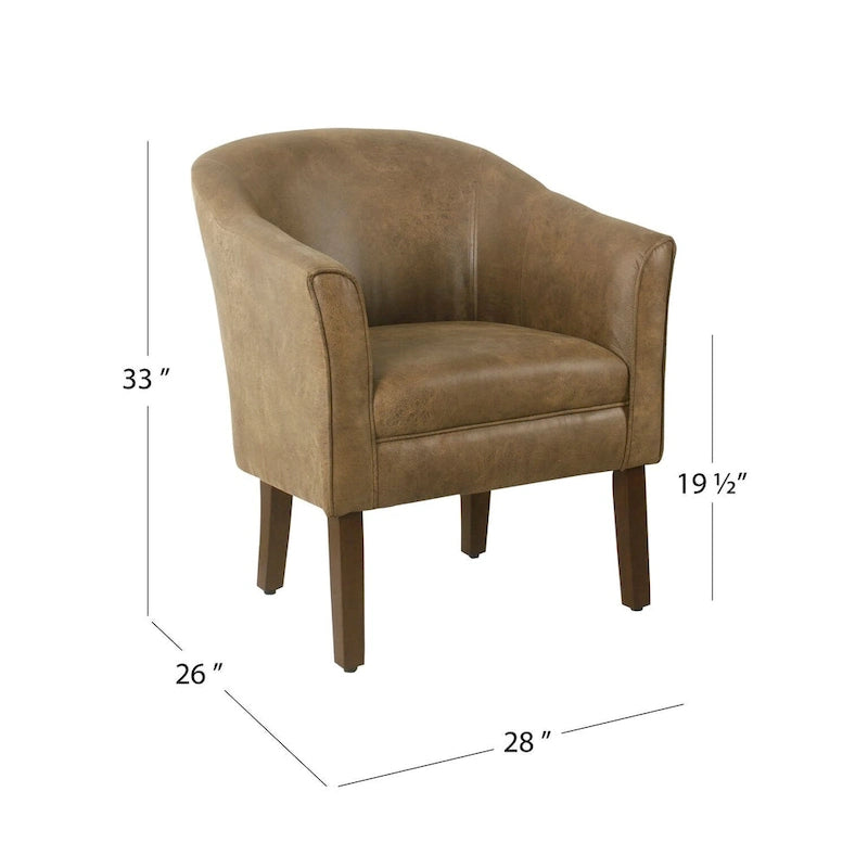 Fauteuil rembourré en forme de tonneau – Style moderne du milieu du siècle, coussin semi-ferme et pieds en bois