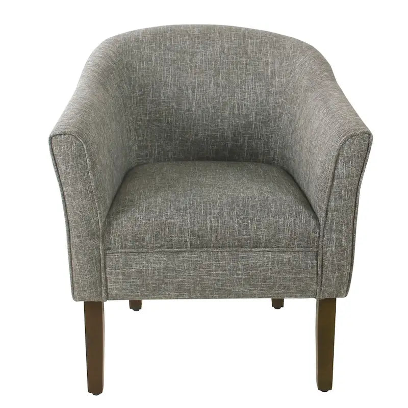 Fauteuil rembourré en forme de tonneau – Style moderne du milieu du siècle, coussin semi-ferme et pieds en bois