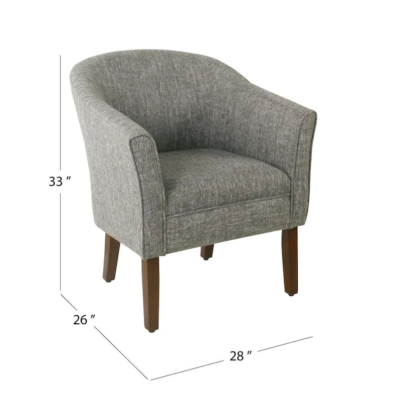 Fauteuil rembourré en forme de tonneau – Style moderne du milieu du siècle, coussin semi-ferme et pieds en bois