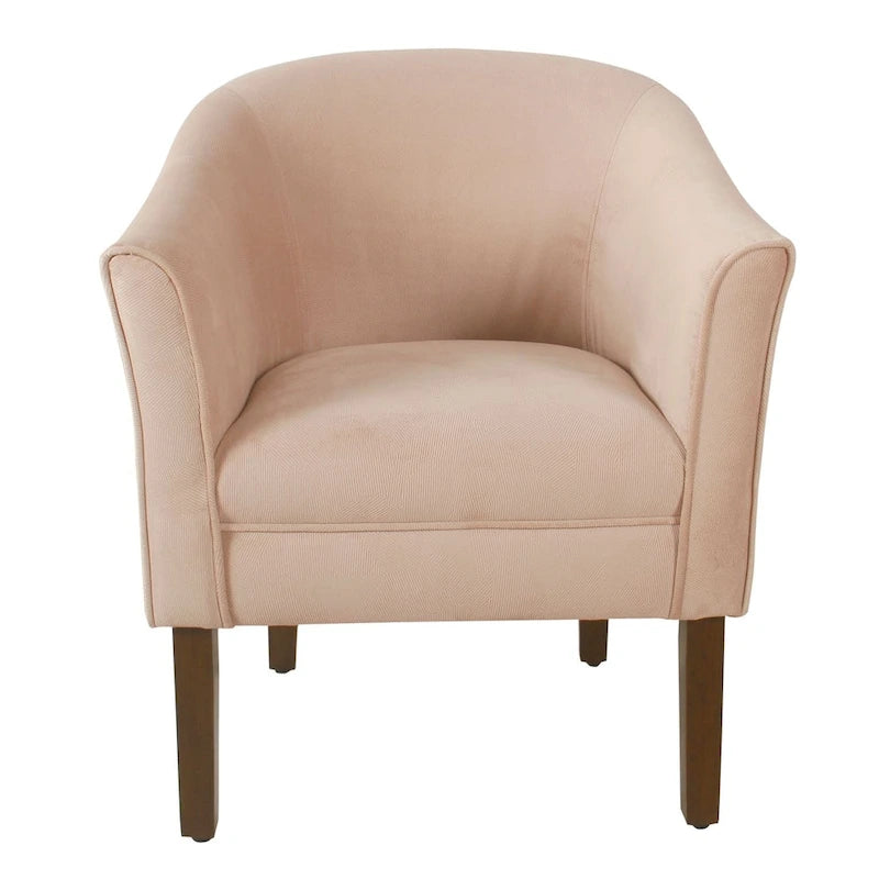 Fauteuil rembourré en forme de tonneau – Style moderne du milieu du siècle, coussin semi-ferme et pieds en bois