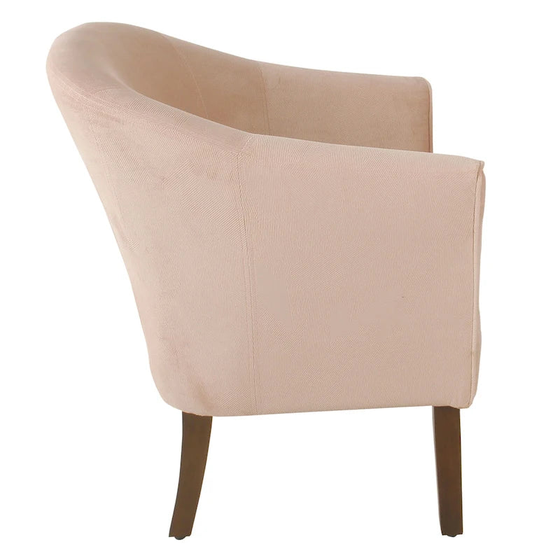 Fauteuil rembourré en forme de tonneau – Style moderne du milieu du siècle, coussin semi-ferme et pieds en bois