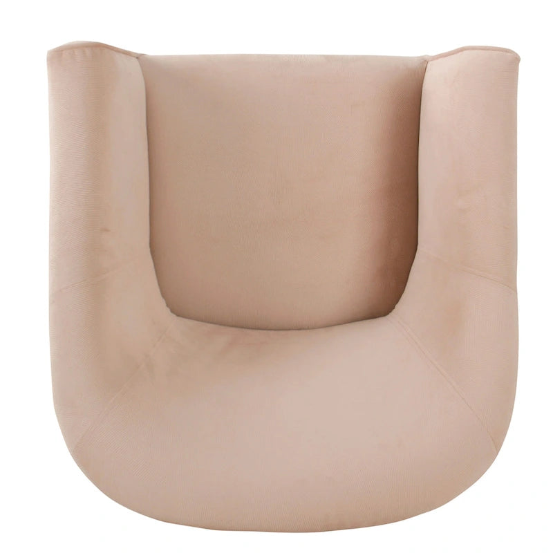 Fauteuil rembourré en forme de tonneau – Style moderne du milieu du siècle, coussin semi-ferme et pieds en bois