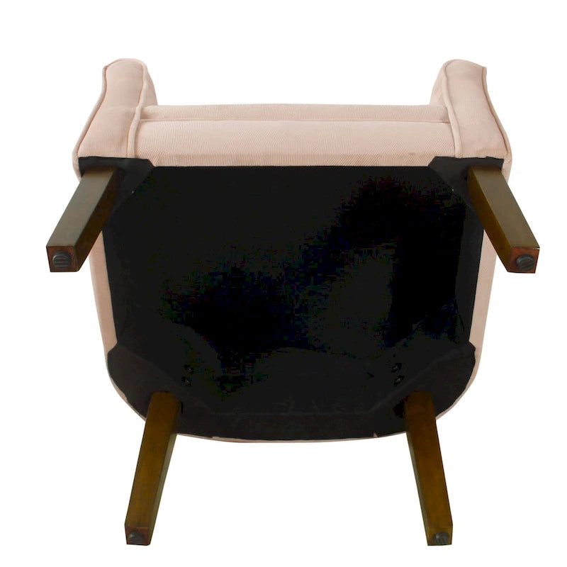 Fauteuil rembourré en forme de tonneau – Style moderne du milieu du siècle, coussin semi-ferme et pieds en bois