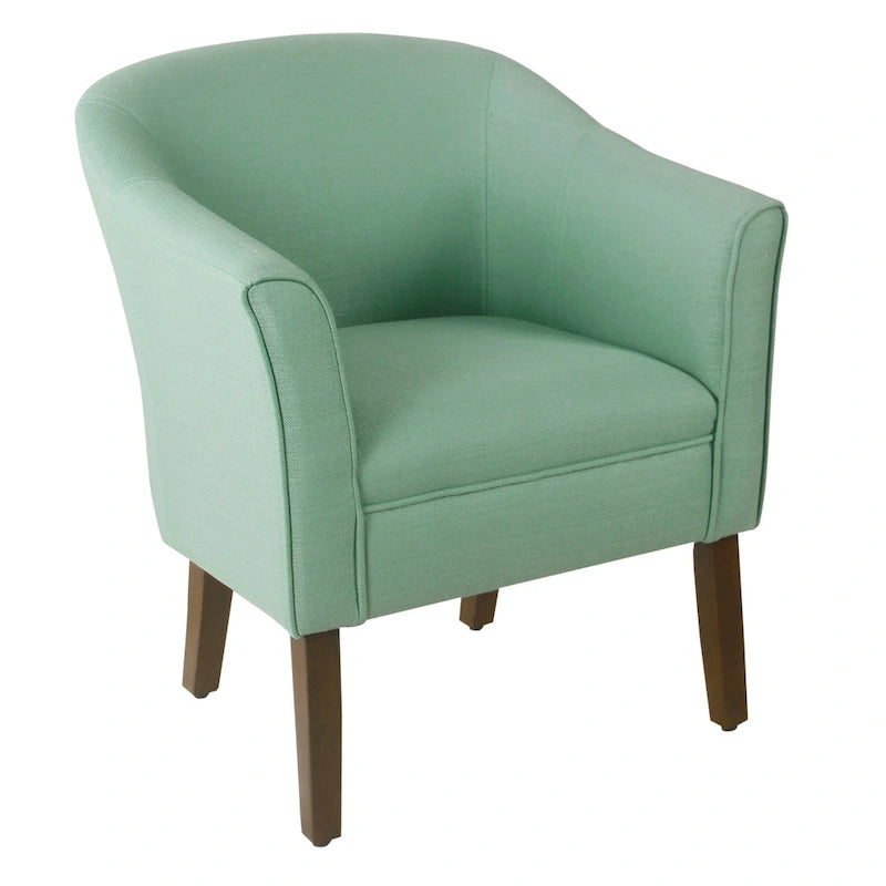 Fauteuil rembourré en forme de tonneau – Style moderne du milieu du siècle, coussin semi-ferme et pieds en bois
