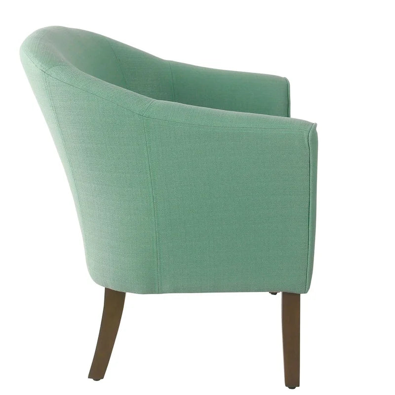 Fauteuil rembourré en forme de tonneau – Style moderne du milieu du siècle, coussin semi-ferme et pieds en bois