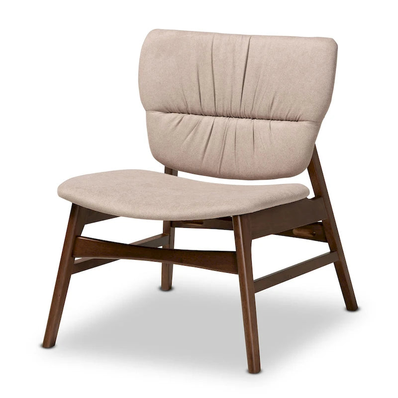 Fauteuil d'appoint Mid-Century Modern avec dossier capitonné et pieds inclinés en bois massif